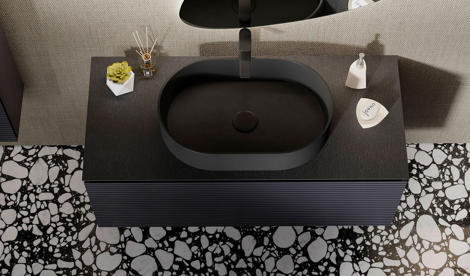 Приобрести jorno тумба подвесная stone 120 см со столешницей, антрацит