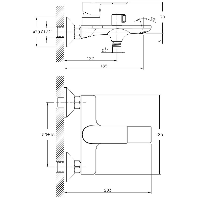 Приобрести haiba смеситель для ванны 235мм, хром hb-60505