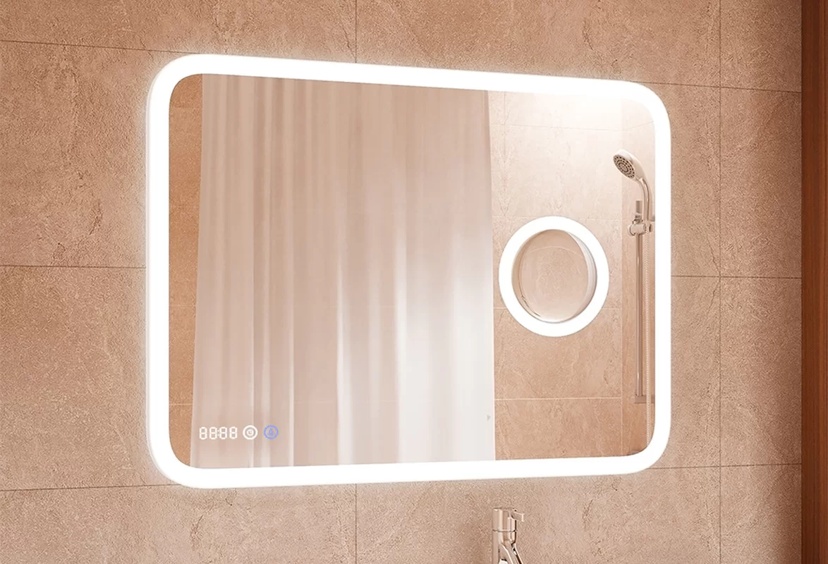 Приобрести continent зеркало bliss 80х60 см с подсветкой, часами, датчиком температуры, увеличительной линзой, белое