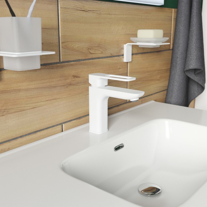 Приобрести iddis смеситель для раковины slide 159мм, белый sliwt00i01