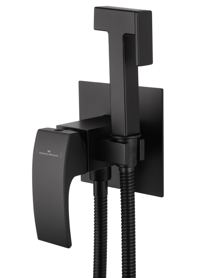 Приобрести смеситель с гигиеническим душем встраиваемый wonzon & woghand fit, черный матовый (ww- 88829009-mb)