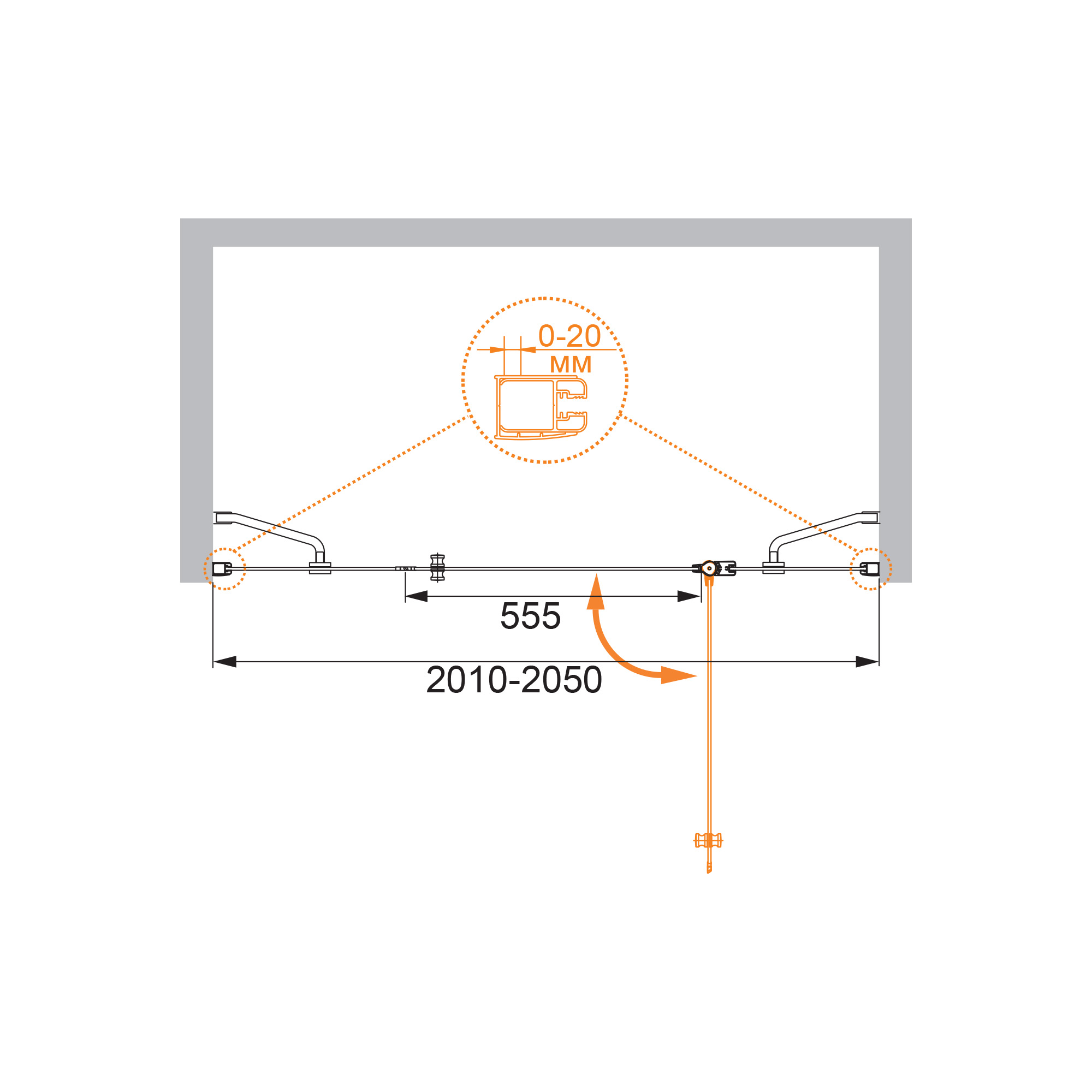 Приобрести cezares душевая дверь elena 205 см, хром elena-w-b-13-90+60/60-c-cr