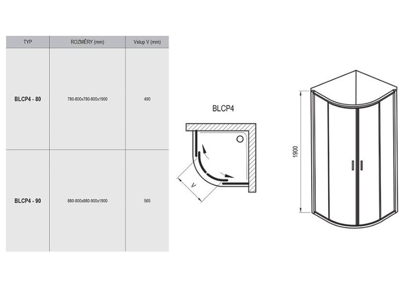 Приобрести ограждение душевое ravak blix blcp4 90 см 3b270u00z1 сатин/прозрачное
