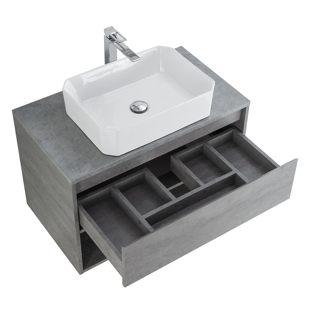 Приобрести belbagno тумба со столешницей kraft 80 см с ящиком и полкой, подвесная cemento grigio