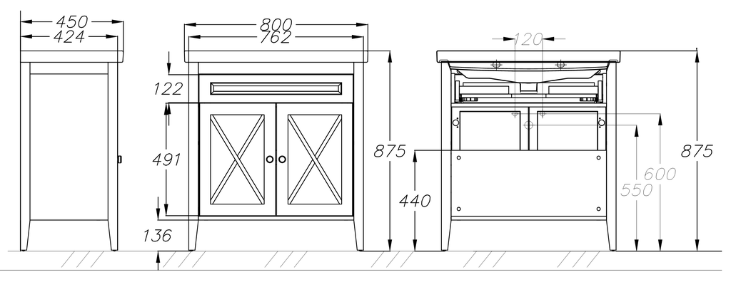 Приобрести opadiris тумба напольная с раковиной палермо 80 см, белая матовая