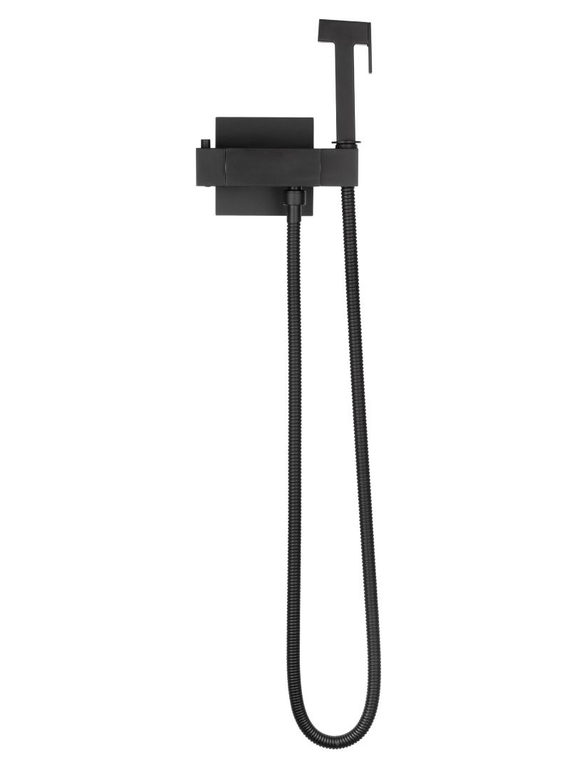 Приобрести смеситель с гигиеническим душем и термостатом встраиваемый wonzon & woghand, черный матовый (ww-88819903-mb)