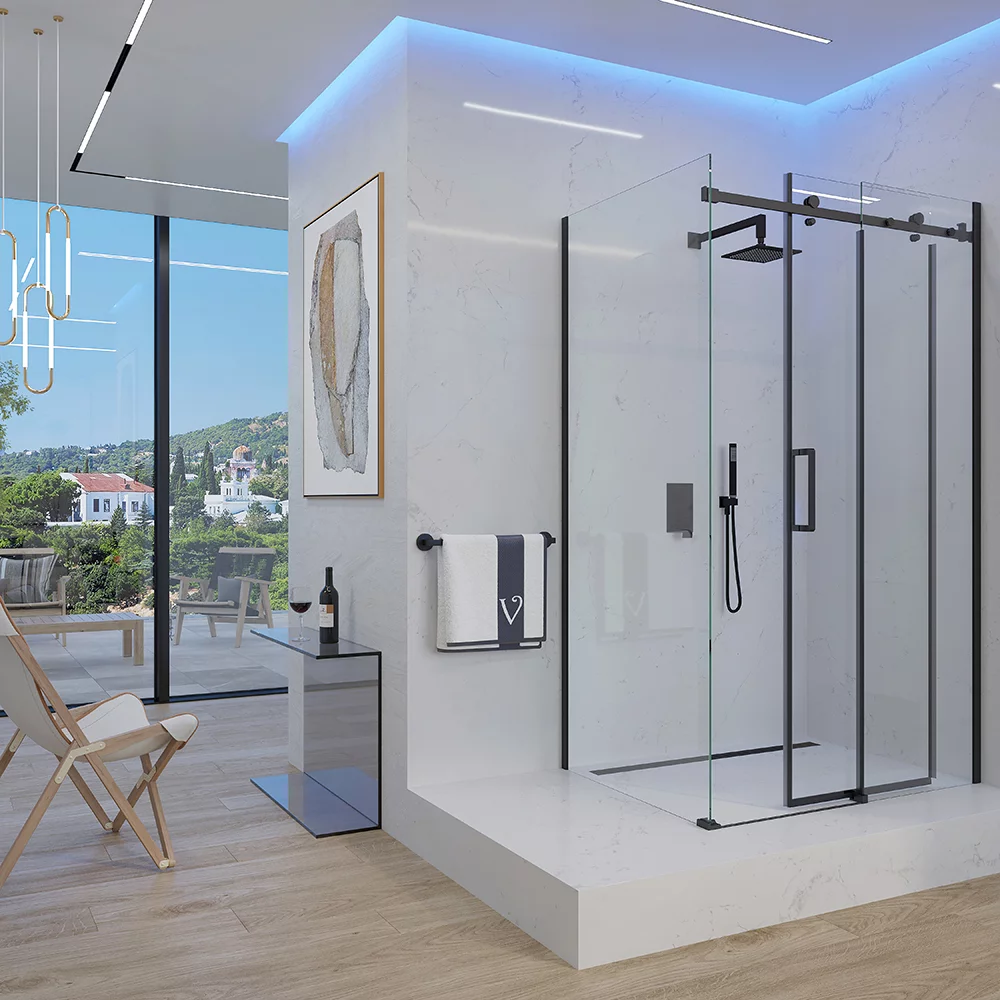 Приобрести veconi душевое ограждение rovigo 90х140 см, черное, прозрачное rv074b-14090-01-c4