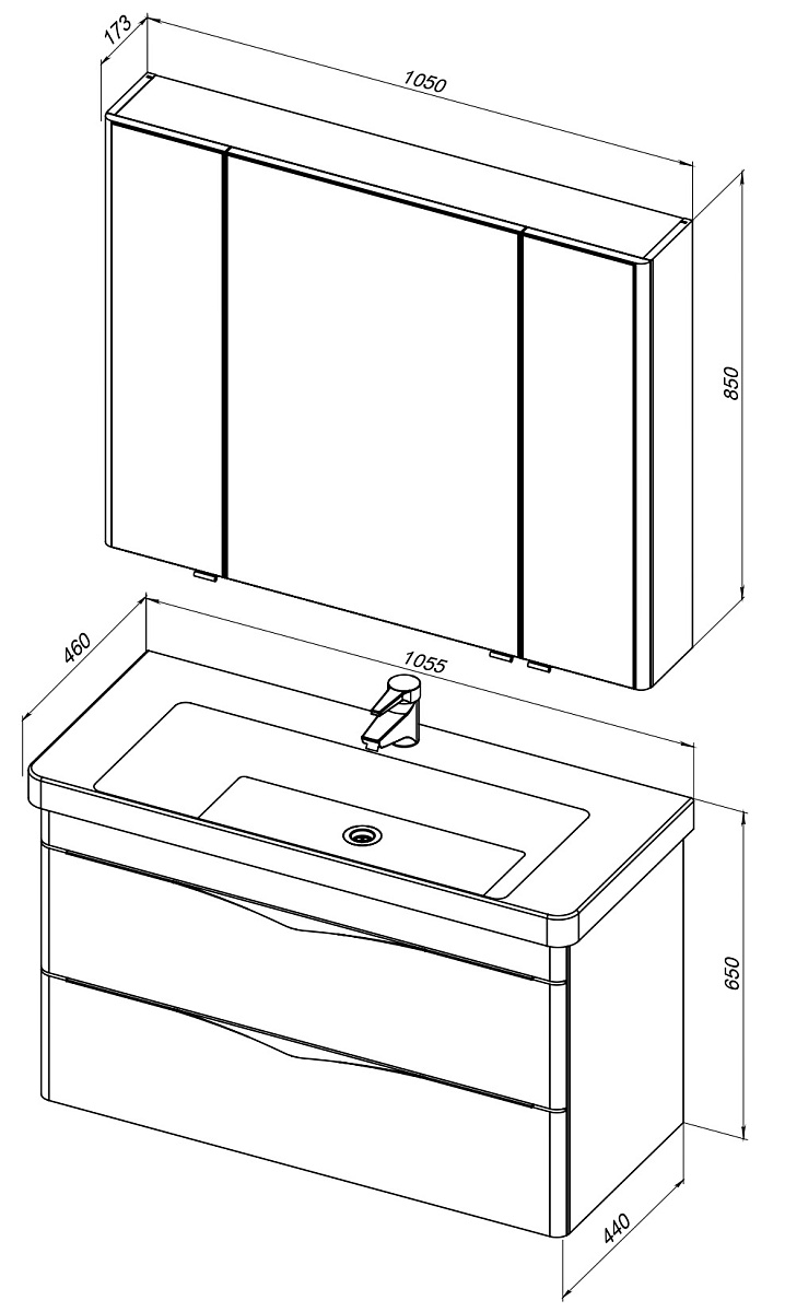 Приобрести aquanet зеркальный шкаф орлеан 105 белый