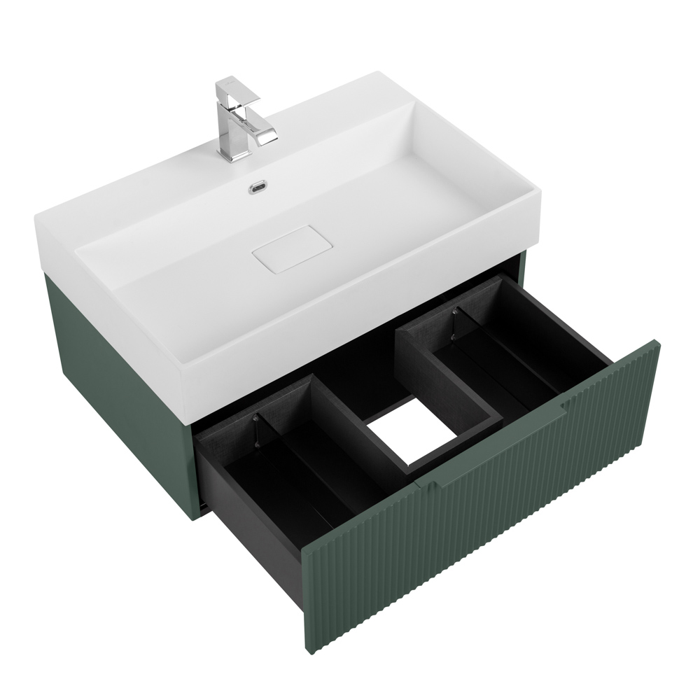 Приобрести cezares тумба подвесная с раковиной premium 70 см plisse verde opaco, серая 55420