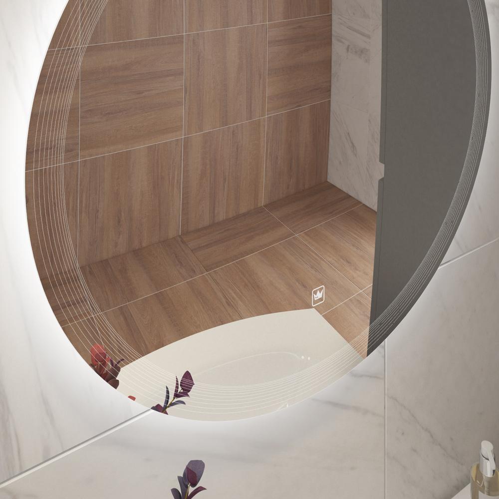 Приобрести cezares зеркало eco 60х60 см. контурная подсветка, сенсорное включение, гравировка czr-spc-eco-600-led-tch