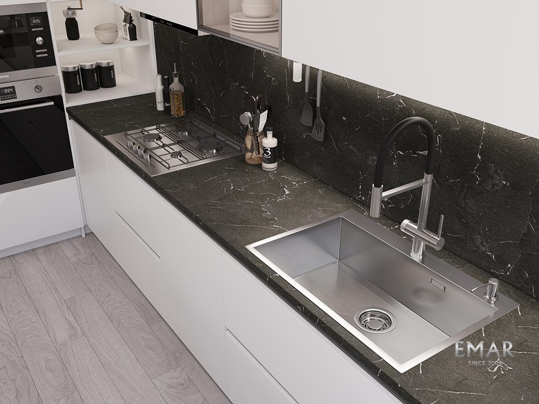 Приобрести emar кухонная мойка 74х50 см, сатин emb-125a pvd nano satine