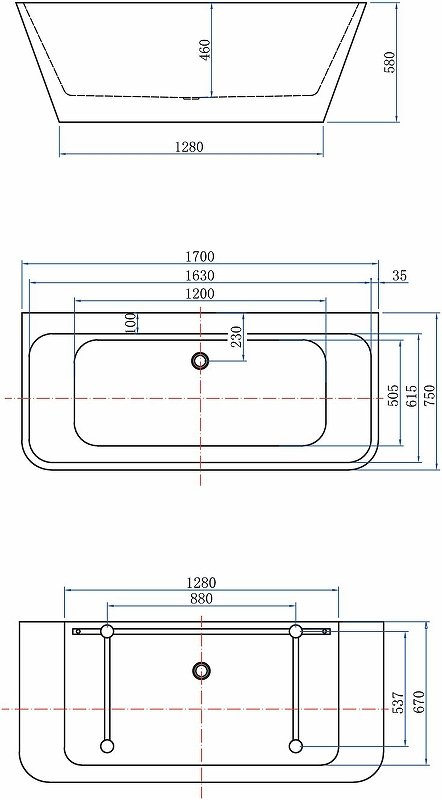 Приобрести aquanet акриловая ванна family perfect 170x75 см, черная 13775 matt finish