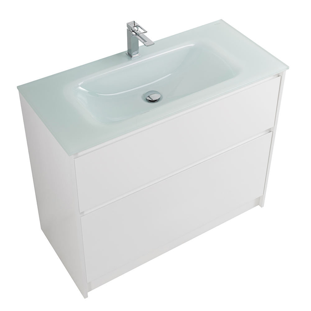 Приобрести belbagno тумба с раковиной kraft 100 см, напольная bianco opaco, белая глянцевая раковина
