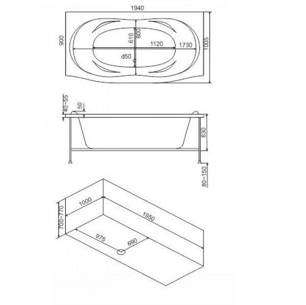 Приобрести торцевая панель для ванны bas фиеста 900