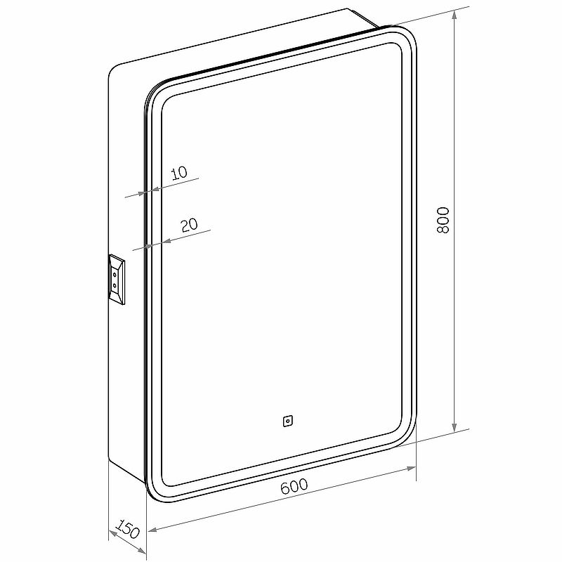 Приобрести continent зеркало шкаф с подсветкой elliott 60х80 см, сенсорный включатель, правосторонее, белое