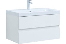 Aquanet Тумба с раковиной Беркли 80 см, белая глянец (2 ящика)