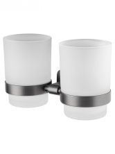 Два стакана для зубных щеток с держателем WONZON & WOGHAND GRAFFITY, Темный графит (WW-9328-GM)