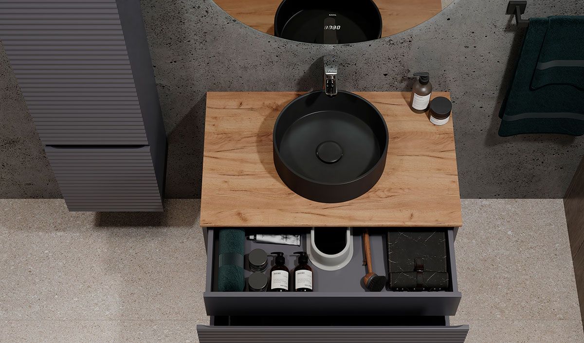 Приобрести jorno тумба подвесная cossety 80 см со столешницей, антрацит