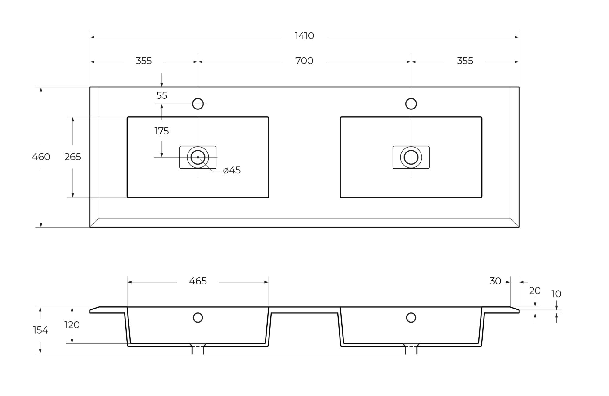 Приобрести cezares тумба подвесная с раковиной на две чаши bellagio 140 см bianco opaco, белая 54714