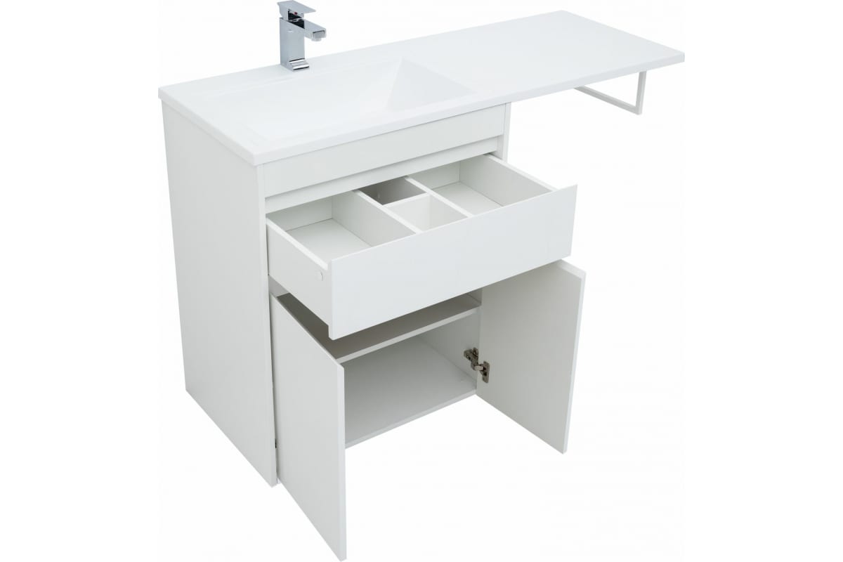 Приобрести aquanet тумба с раковиной токио 68 см, белая (напольная, 1 ящик, 2 дверцы)