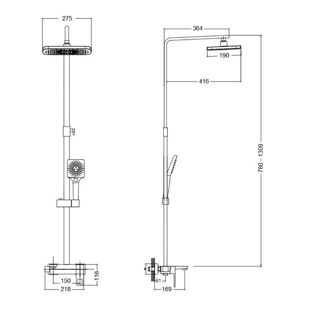 Приобрести haiba душевая система, прямоугольная d-275мм, хром hb24615