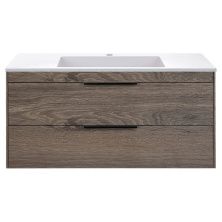 Vincea Тумба подвесная Chiara 100 см, дуб темный с белой раковиной VMC-2C2100RO;VCB-13100W