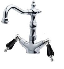 Boheme Сместель для раковины Tradizionale, высокий, хром\черные кристаллы 272-BSW