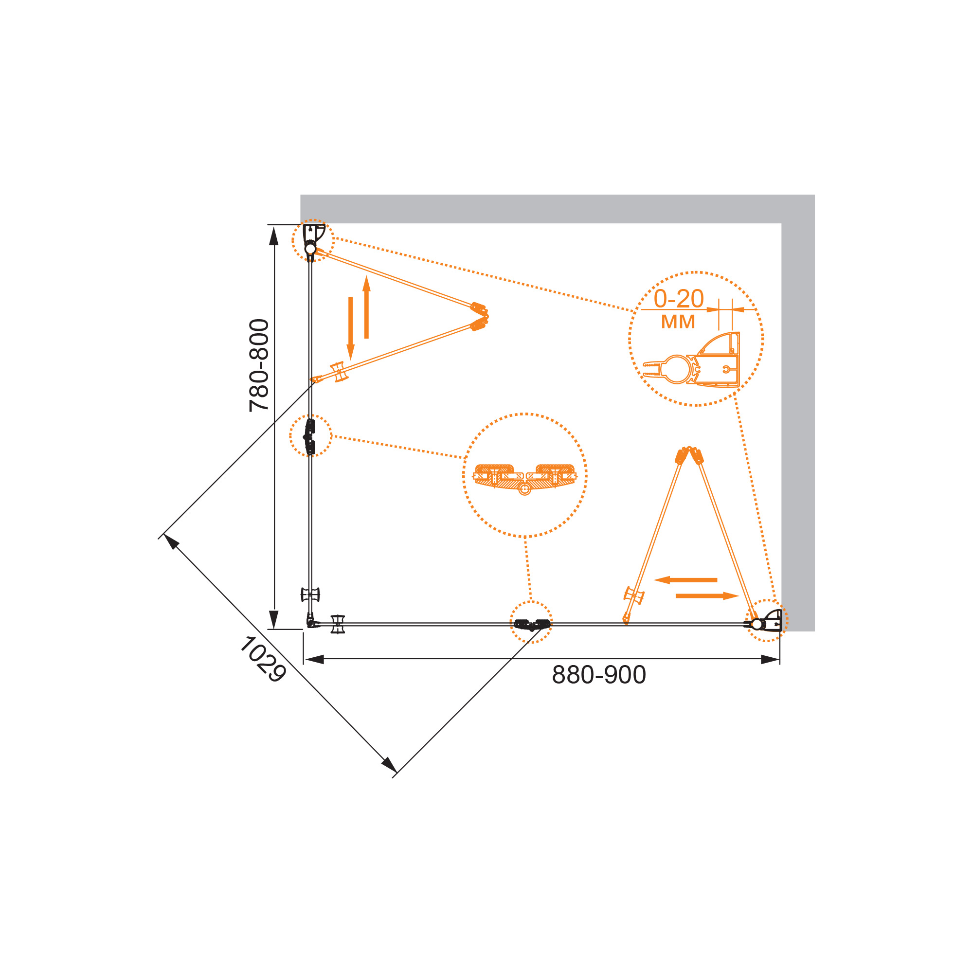Приобрести cezares душевое ограждение elena 80х90 см, хром elena-w-ash-2-80/90-c-cr