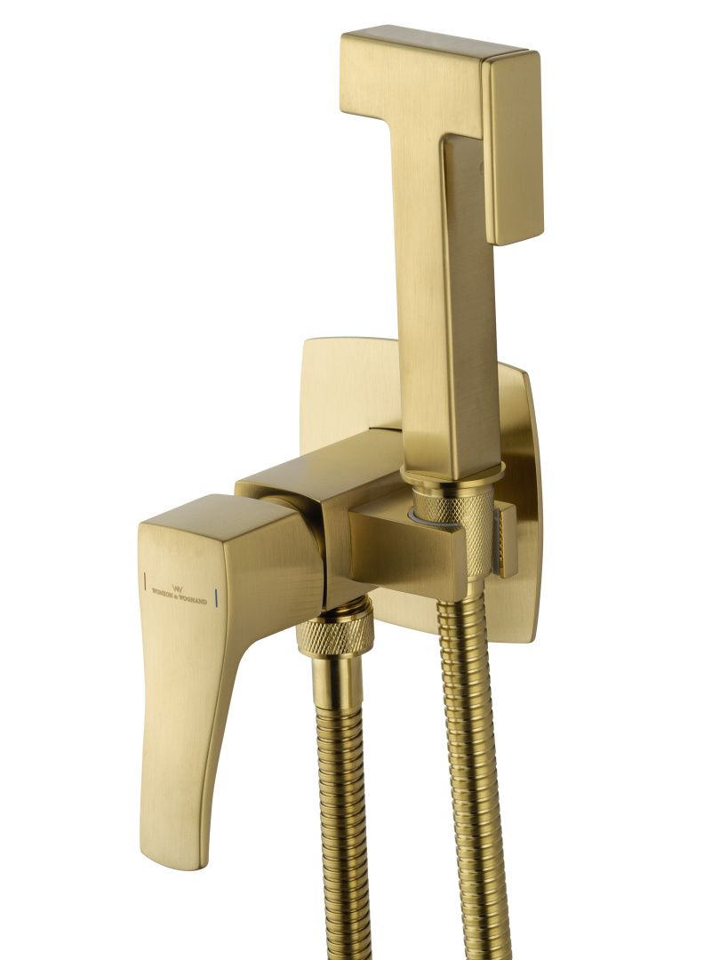 Приобрести смеситель с гигиеническим душем встраиваемый wonzon & woghand flex, брашированное золото (ww-88829072-bg)