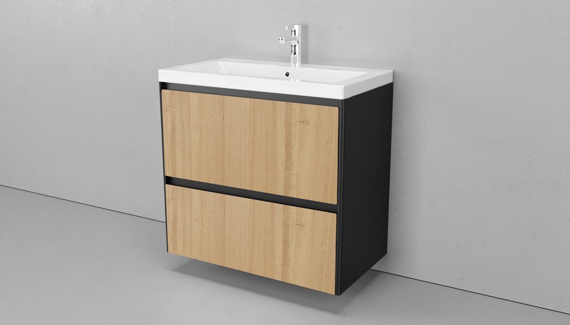 Приобрести тумба подвесная с раковиной velvex klaufs 80 см tpkla.80.2y-617.217, черный/дерево