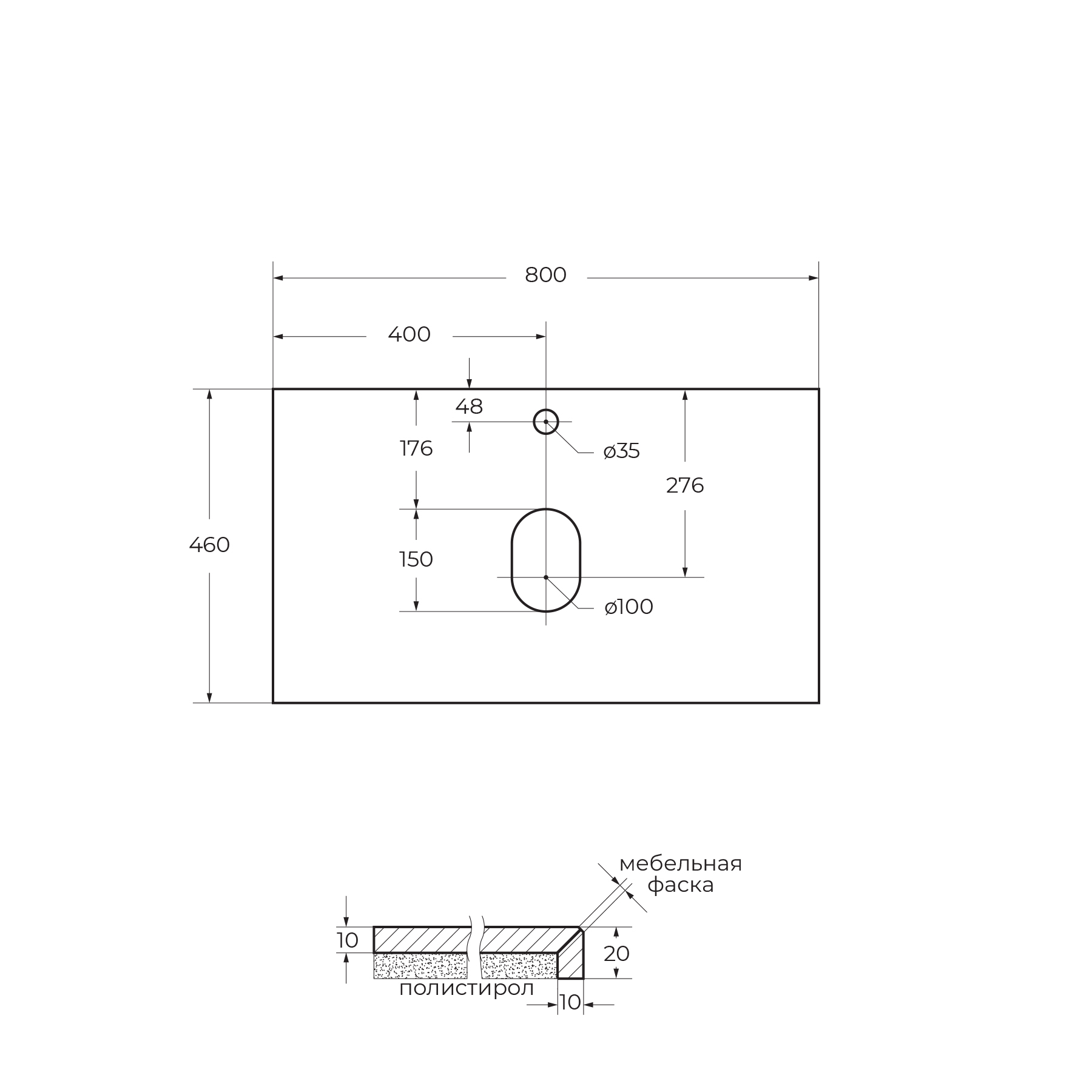 Приобрести cezares тумба со столешницей molveno 46 80 см legno bianco, белый molveno 46-80-2c-so-lb