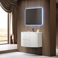 Cezares Тумба подвесная с раковиной EDEN 91 см Frassino bianco, стекло, светло серая 55072