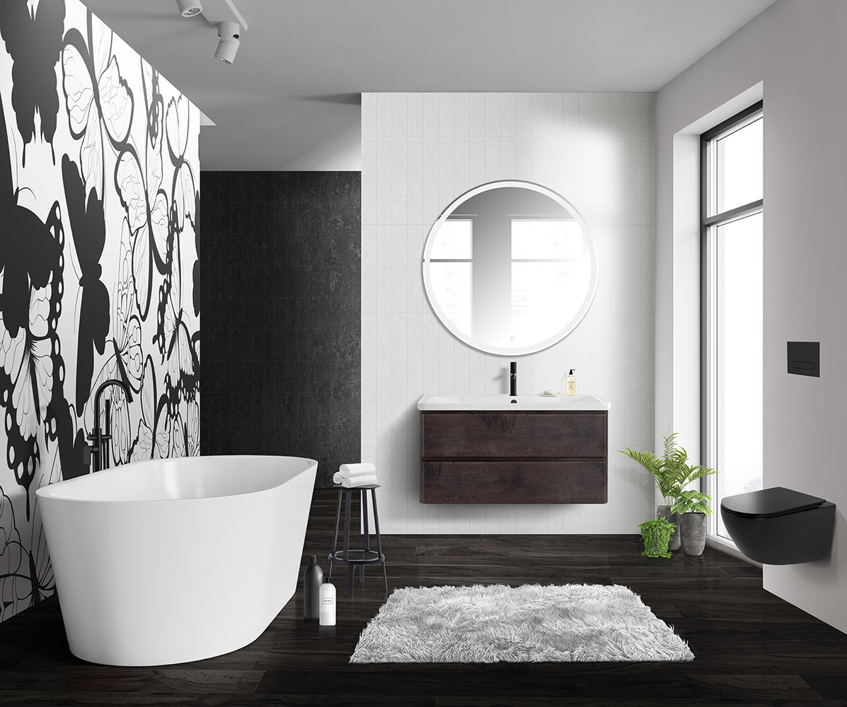 Приобрести belbagno тумба с раковиной albano 100 см, подвесная rovere nature grigio, белая раковина