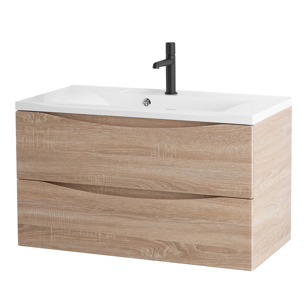 Приобрести belbagno тумба с раковиной marino 100 см, напольная rovere bianco, белая раковина