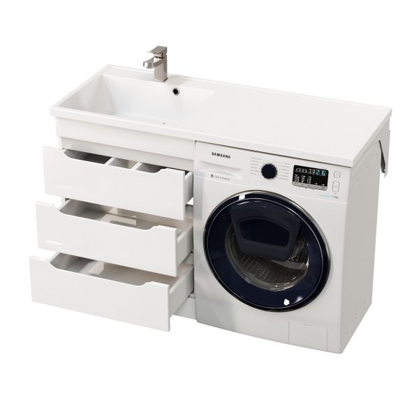 Приобрести mirsant тумба напольная soho quadro 60 см с раковиной столешницей fly 120 см под стиральную машину, правая ут000051567