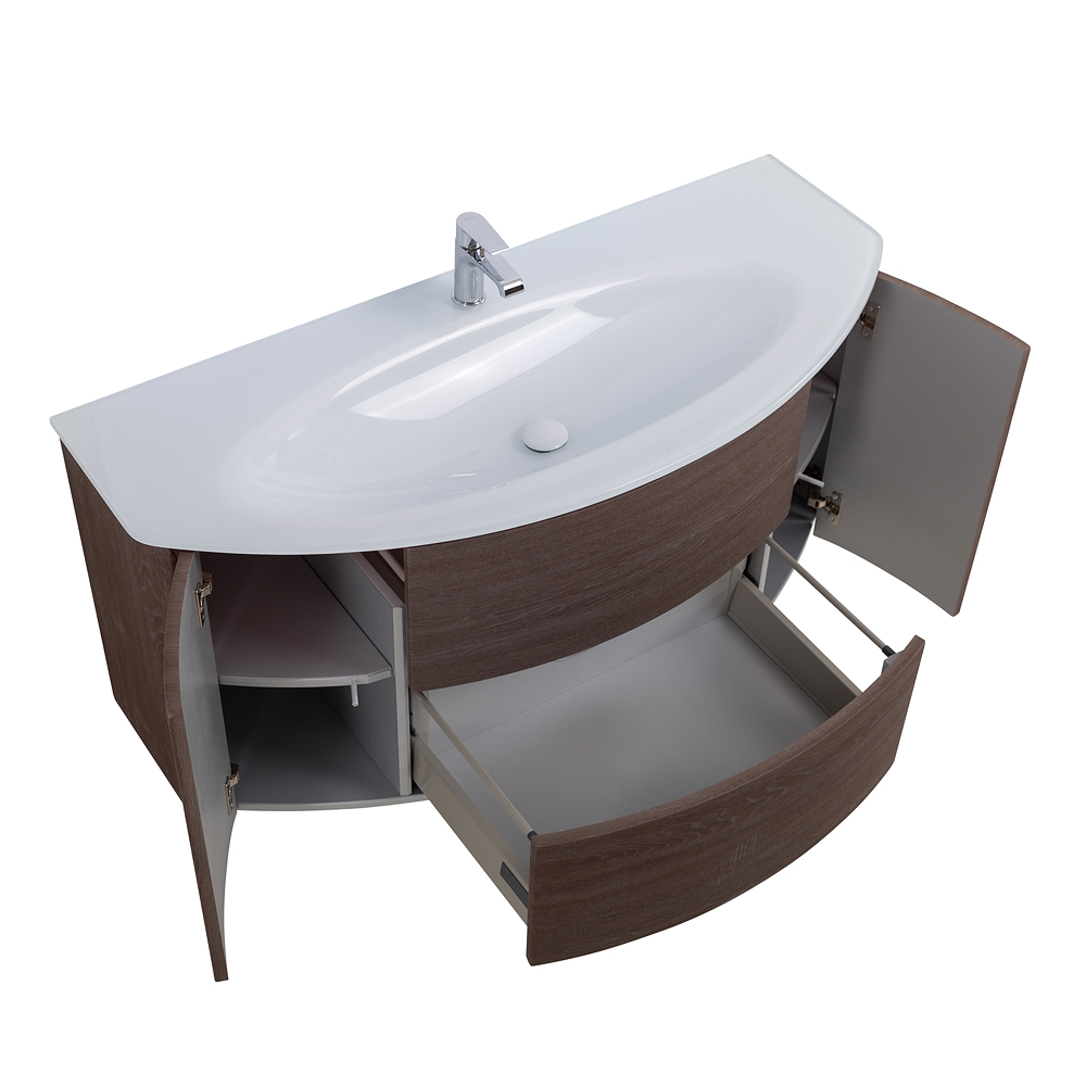 Приобрести cezares тумба подвесная с раковиной eden 121 см rovere scuro soft, стекло, коричневая 54408