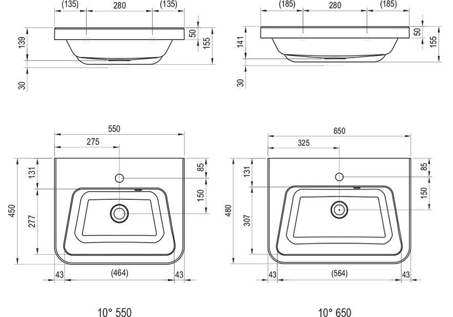 Приобрести умывальник ravak 10° 55х45 см xji01155000