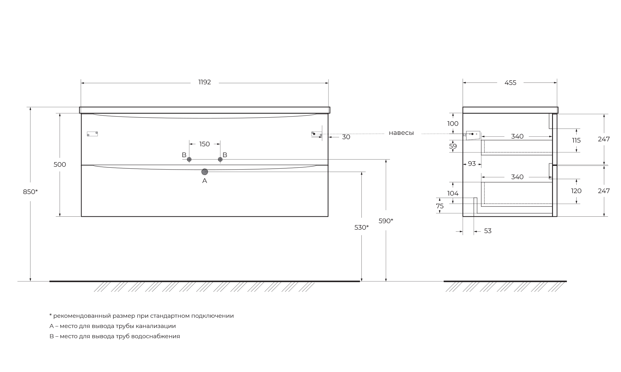 Приобрести belbagno тумба с раковиной acqua 120 см, подвесная bianco lucido, чёрная раковина