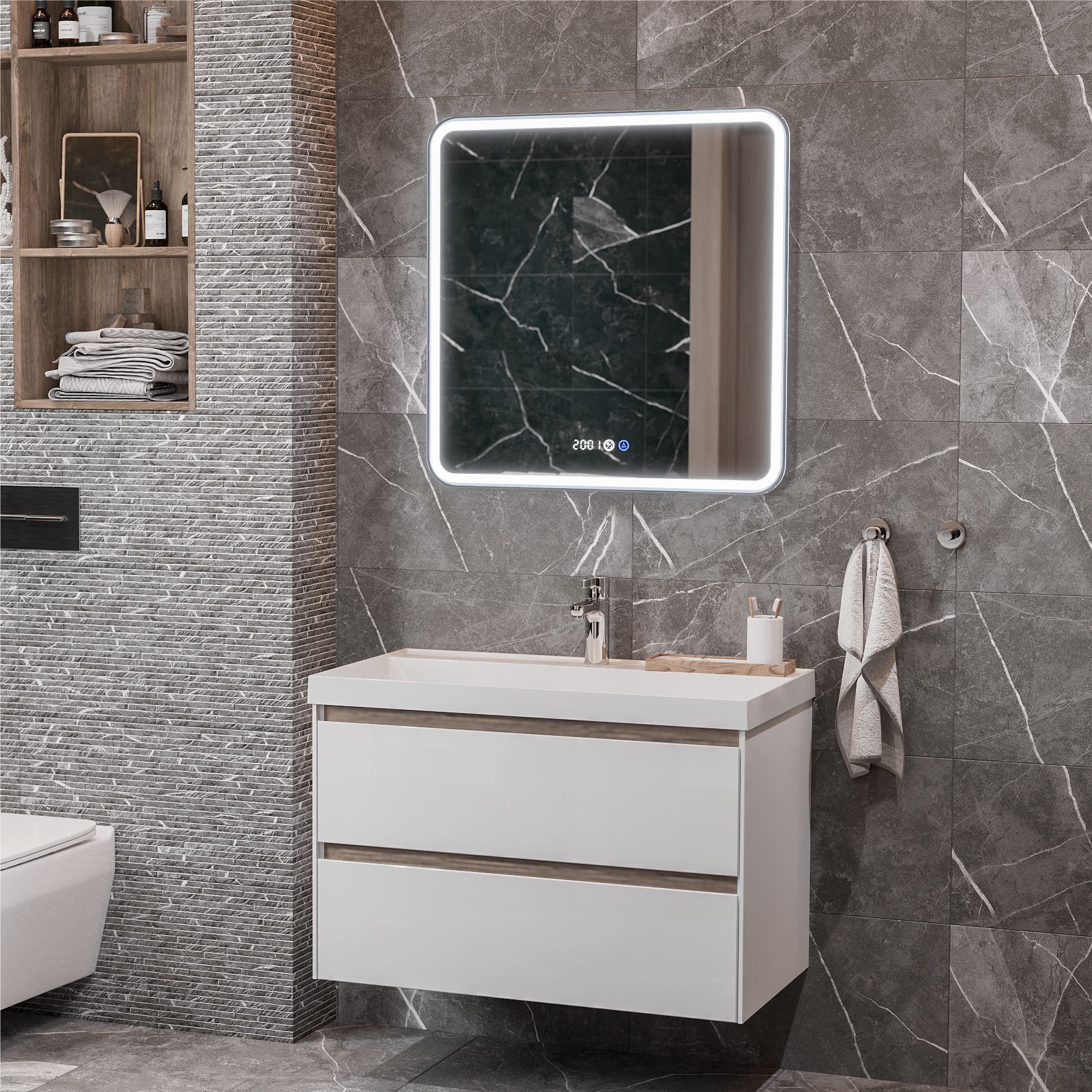 Приобрести mirsant зеркало harmony 70х70 см, с подсветкой, подогревом и часами ут000093175