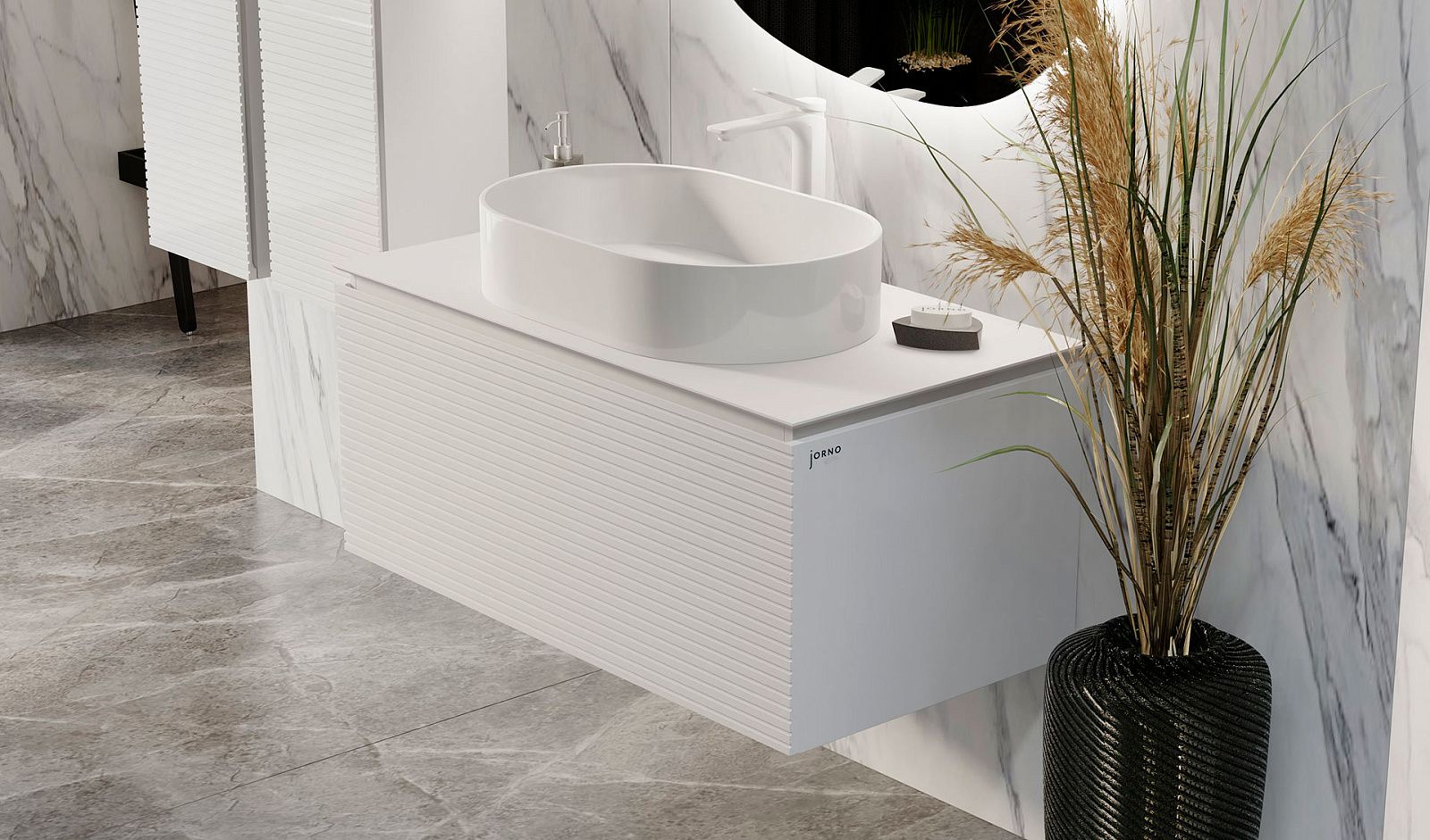 Приобрести jorno тумба подвесная stone 100 см со столешницей, белая