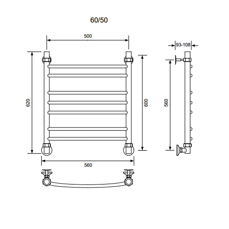 Приобрести veconi полотенцесушитель водяной nemi-a 50х60 см, графит n6050gr-a