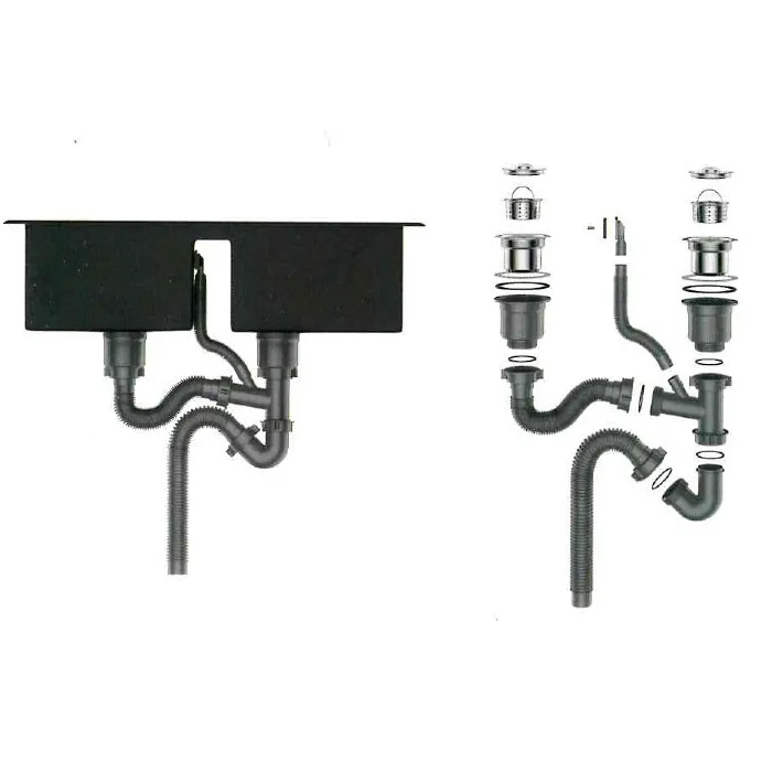 Приобрести gerhans кухонная мойка 78х43 см, двойная, графит