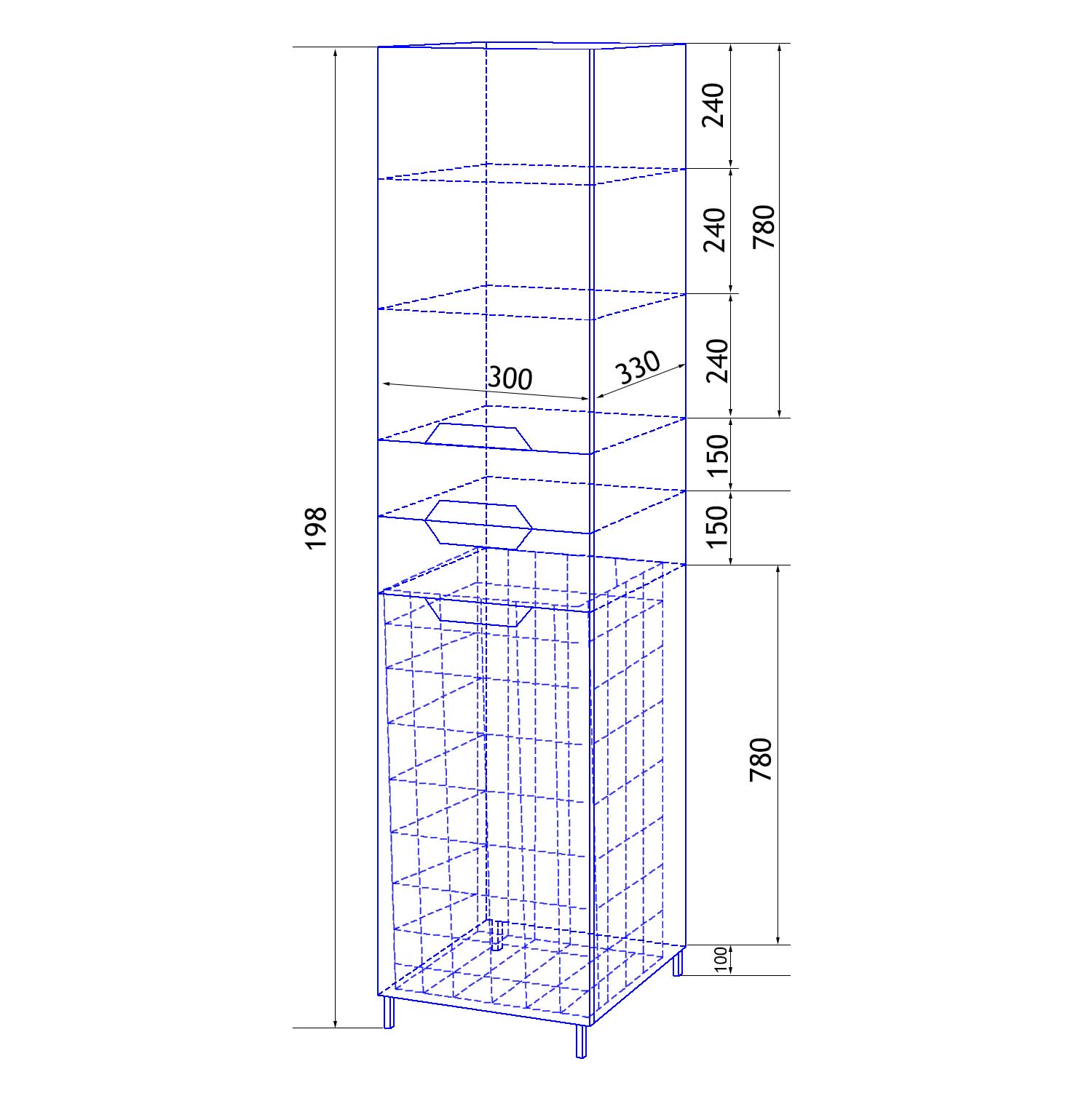 Приобрести loranto пенал стиль 30 с корзиной для белья, левосторонний, 30х197 см, белый (cs00024791)