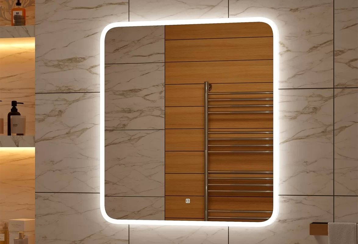 Приобрести continent зеркало с подсветкой glamour 80х90 см, белое