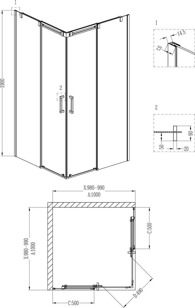 Приобрести grossman душевое ограждение galaxy 100х100 см, квадратное, хром\ прозрачное gr-3100