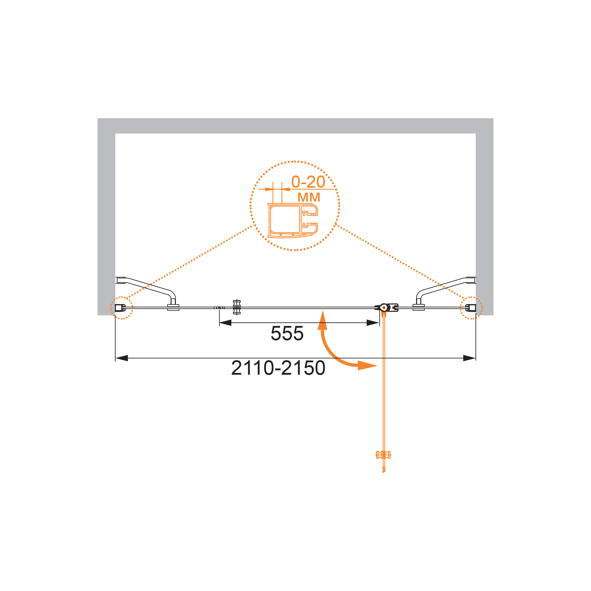 Приобрести cezares душевая дверь elena 215 см, хром elena-w-b-13-100+60/60-c-cr