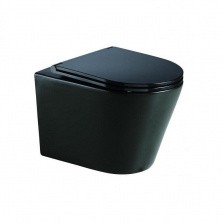 Azario Унитаз подвесной безободковый Teramo с тонкой крышкой микролифт, черный матовый AZ -053E-R-MB