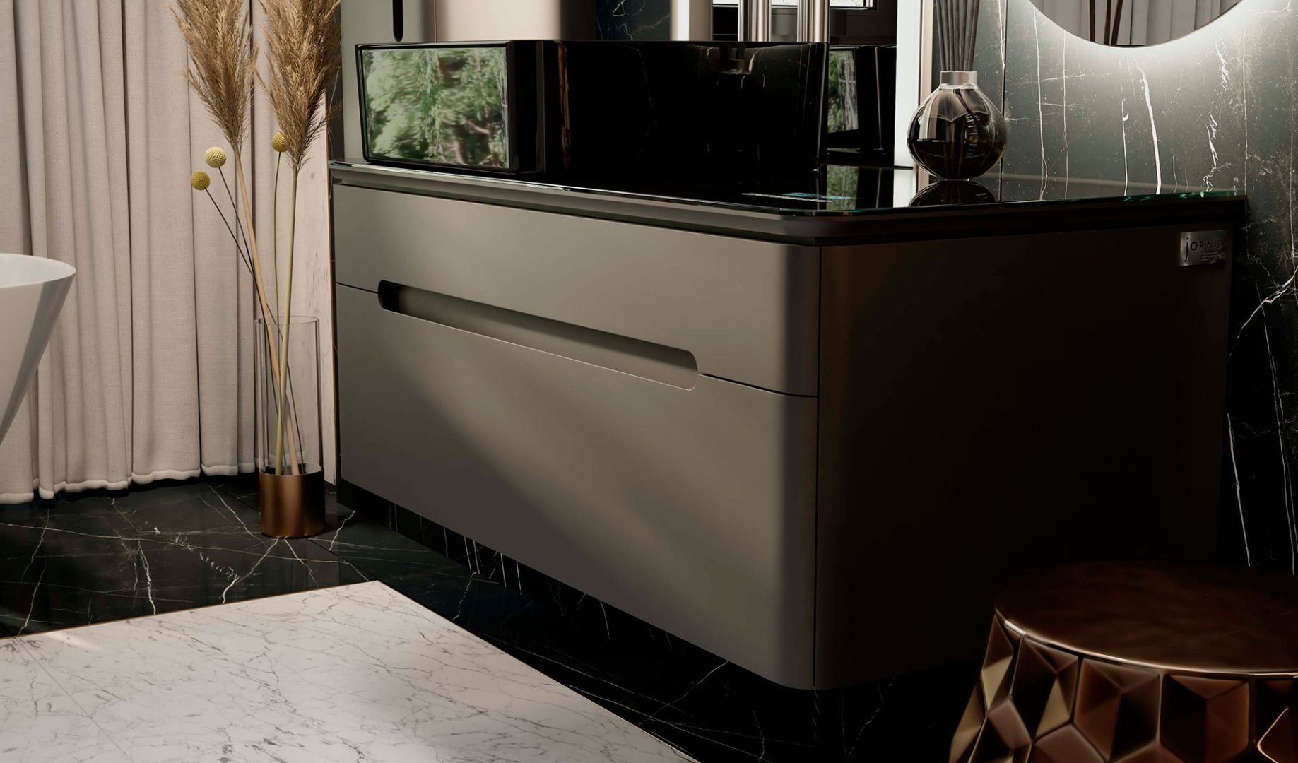 Приобрести jorno тумба подвесная shine 100 см со столешницей, bluetooth, антрацит