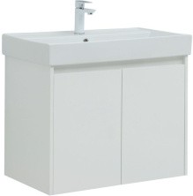 Aquanet Тумба с раковиной Nova Lite 75 см, белая глянец (2 дверцы)