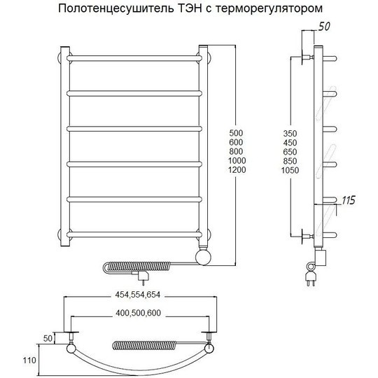 Приобрести тругор электрический полотенцесушитель браво п7 500х800 мм тэн3 лц4 00-00018404